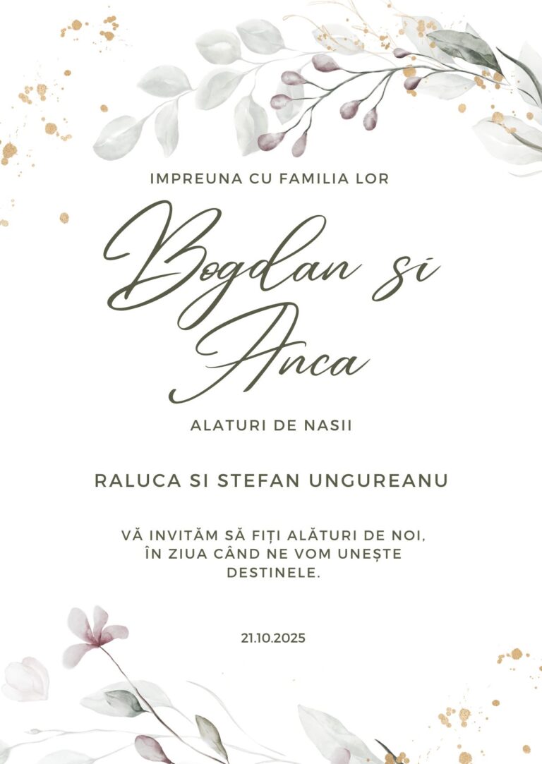 invitatie nunta green gold