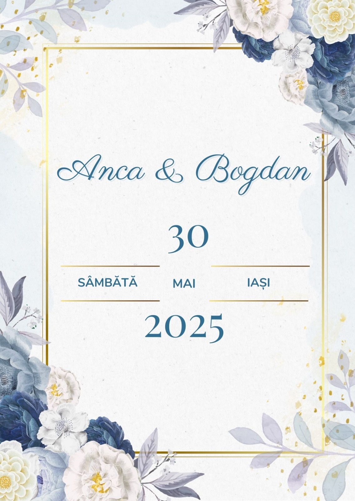 Invitatie nunta Blue elegance