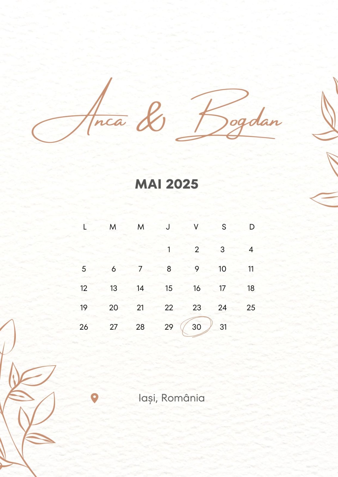 invitatie de tip calendar