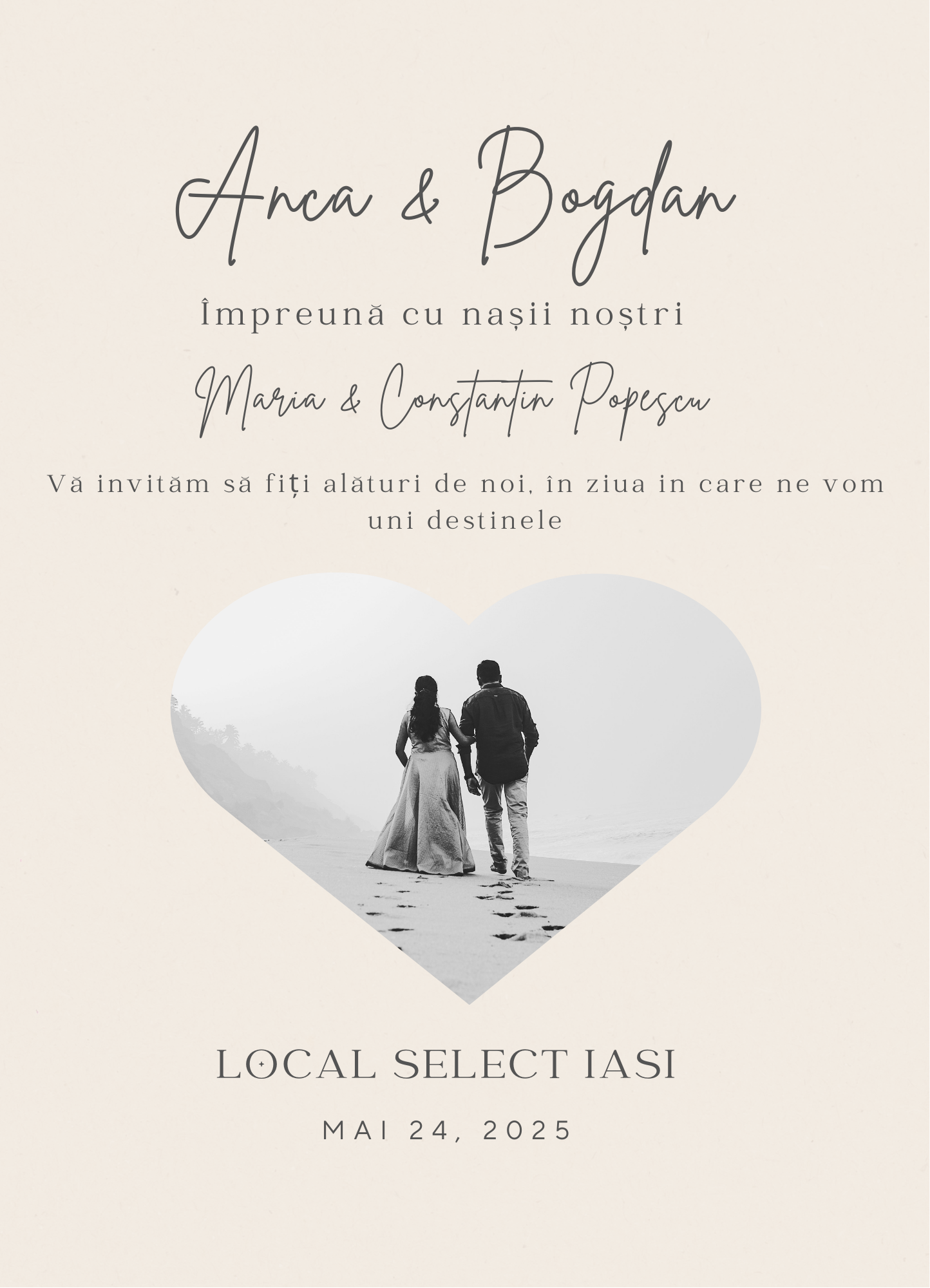 Invitatie de nunta Beige