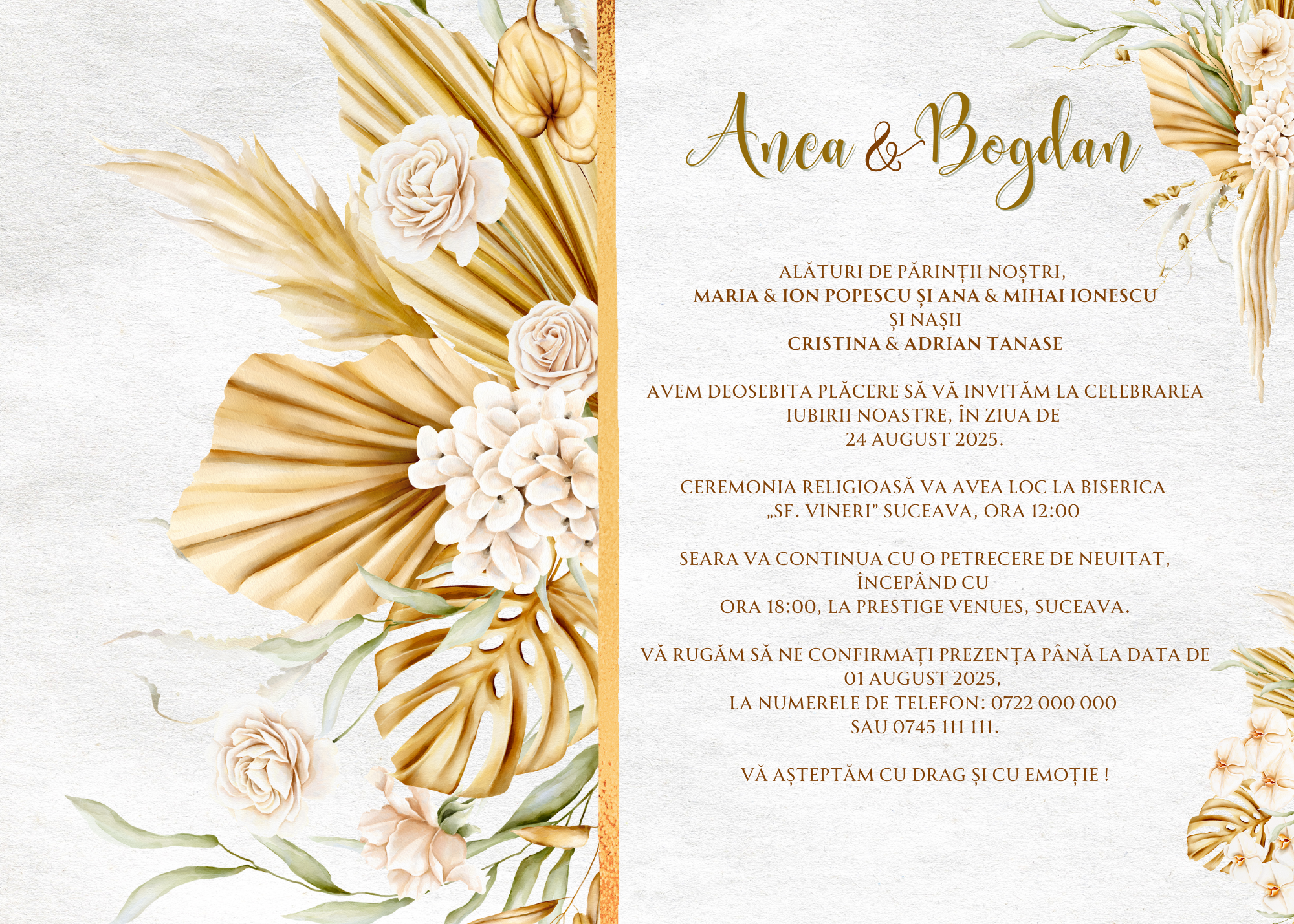 Invitatie de nunta Boho Elegance