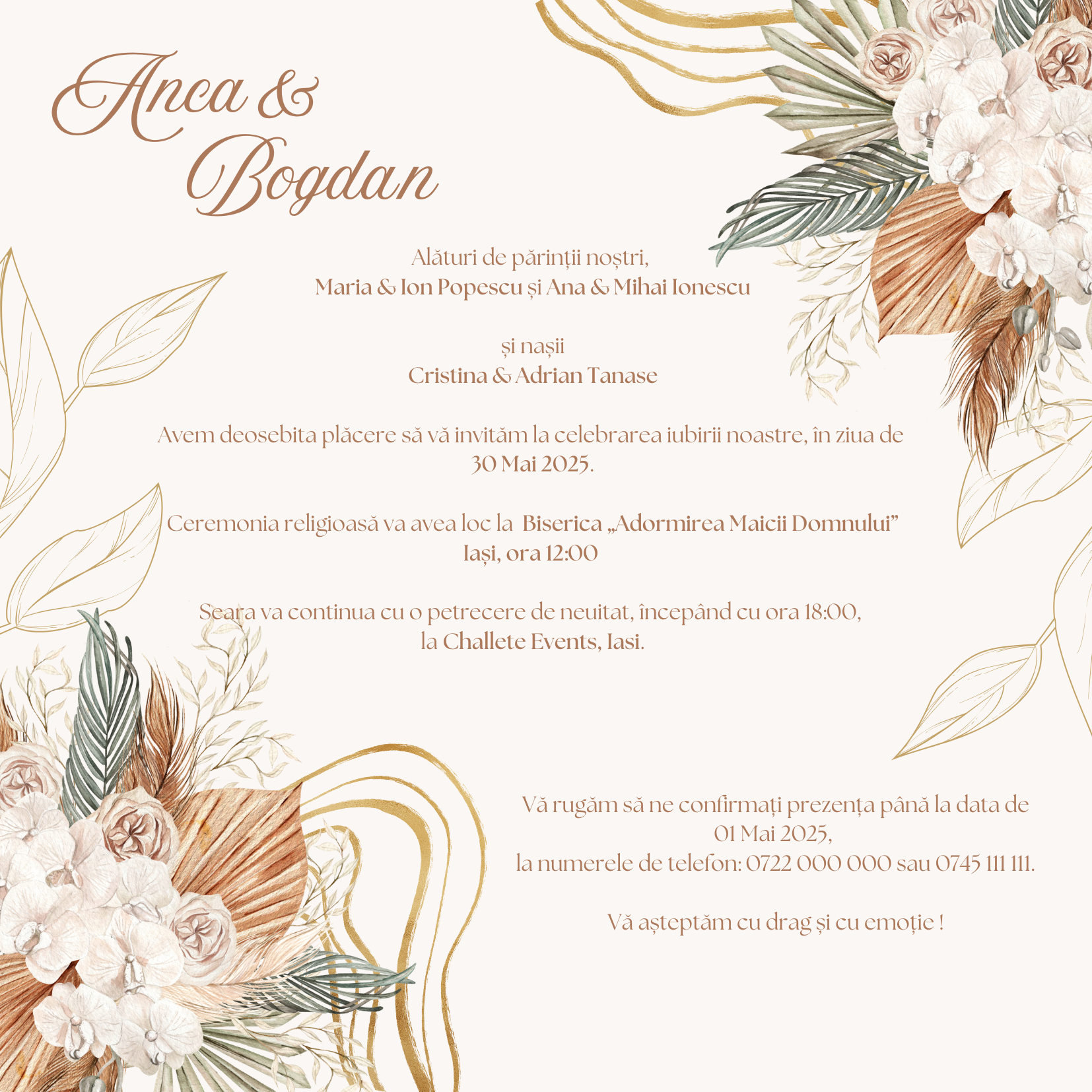 Invitație de nuntă Cappuccino