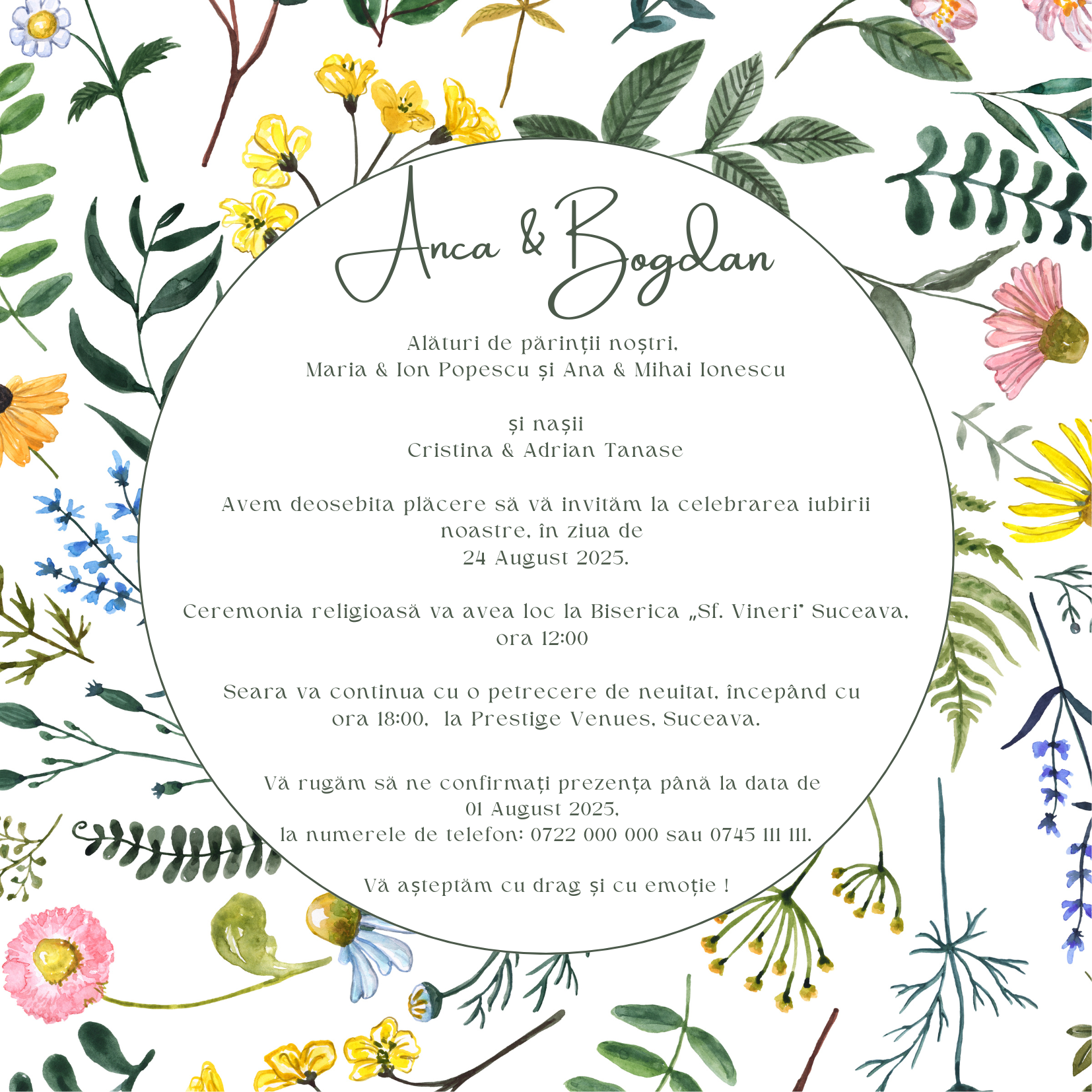 Invitatie de nunta Botanic