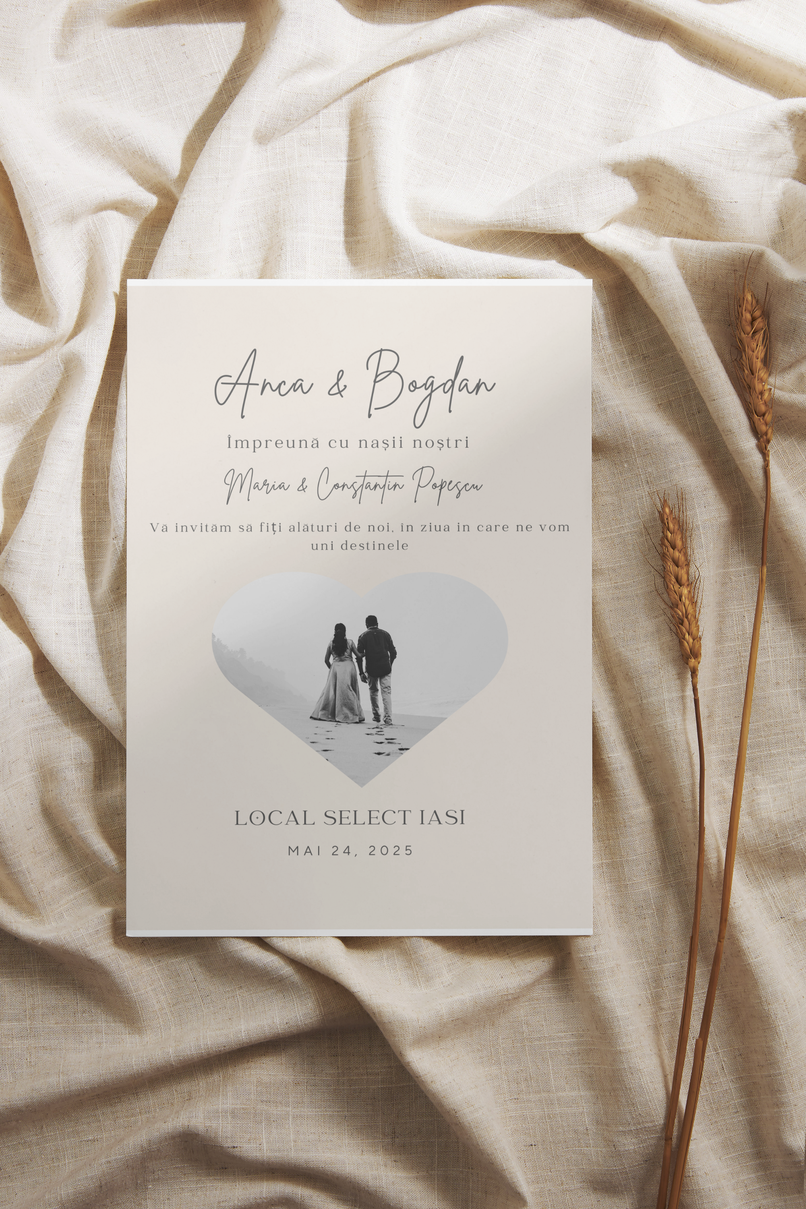 Invitatie nunta Iasi beige