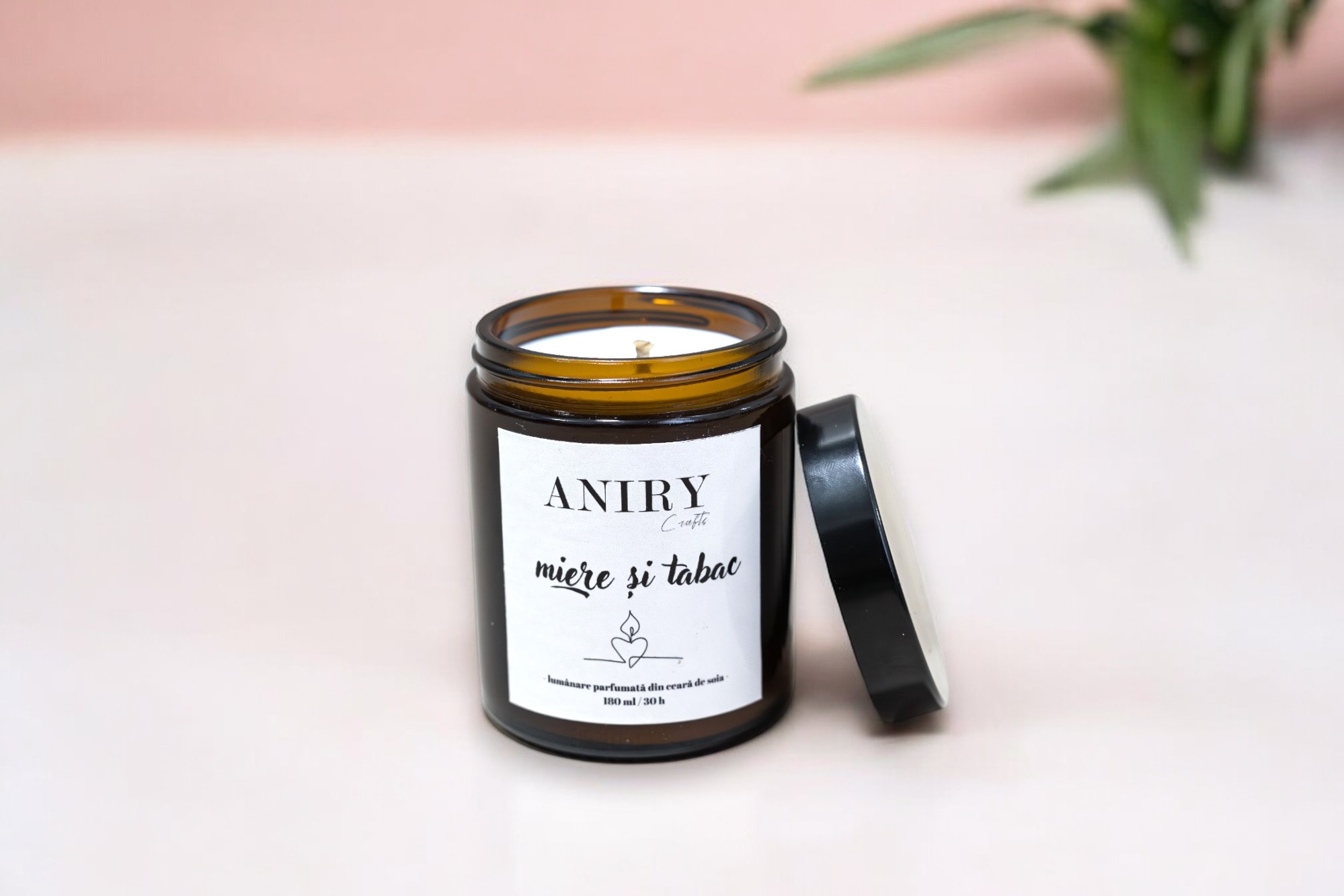 lumânare handmade naturala în borcan de sticlă